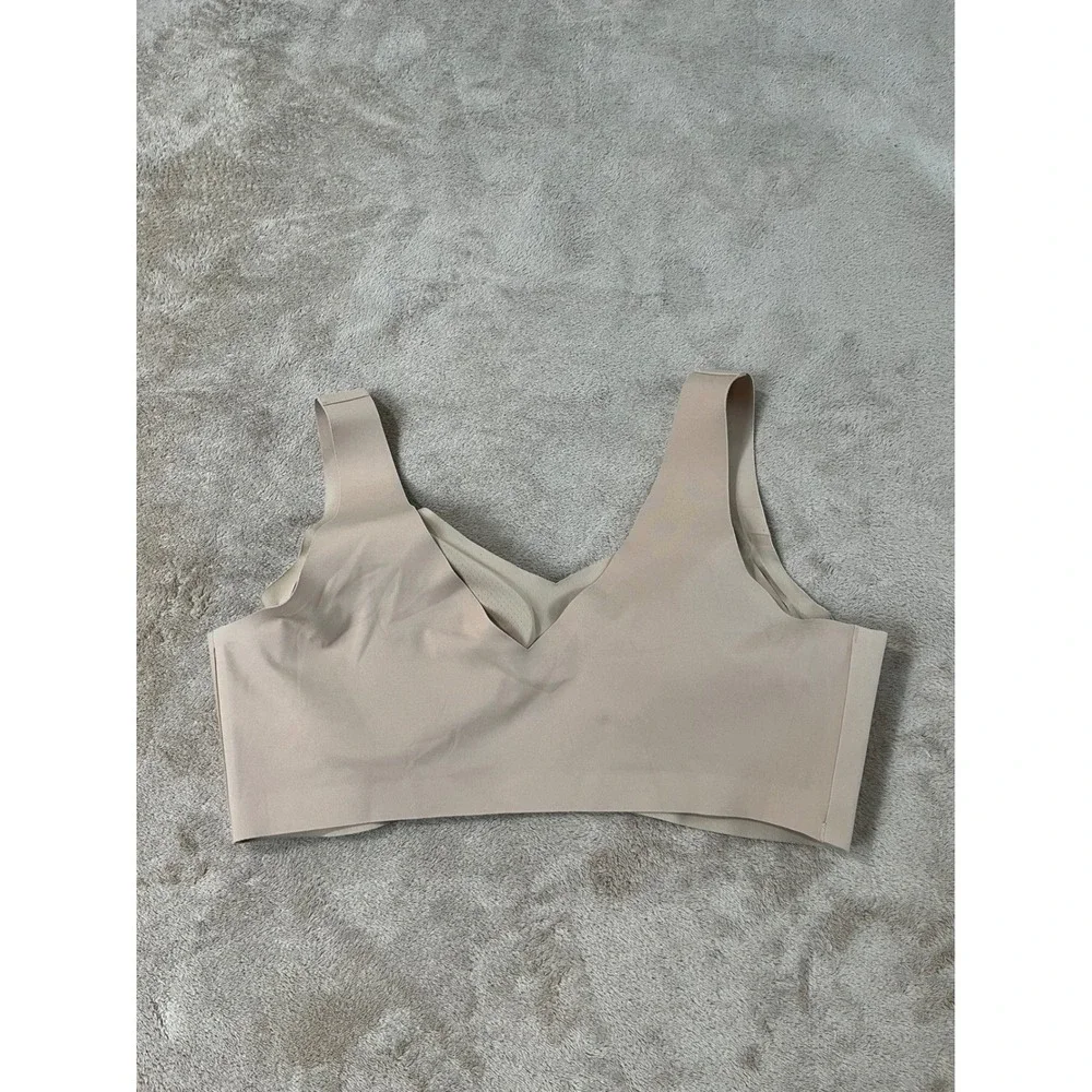 Honeylove Crossover Bra Women's XL Sand Beige Wireless Seamless Support LWBR0101